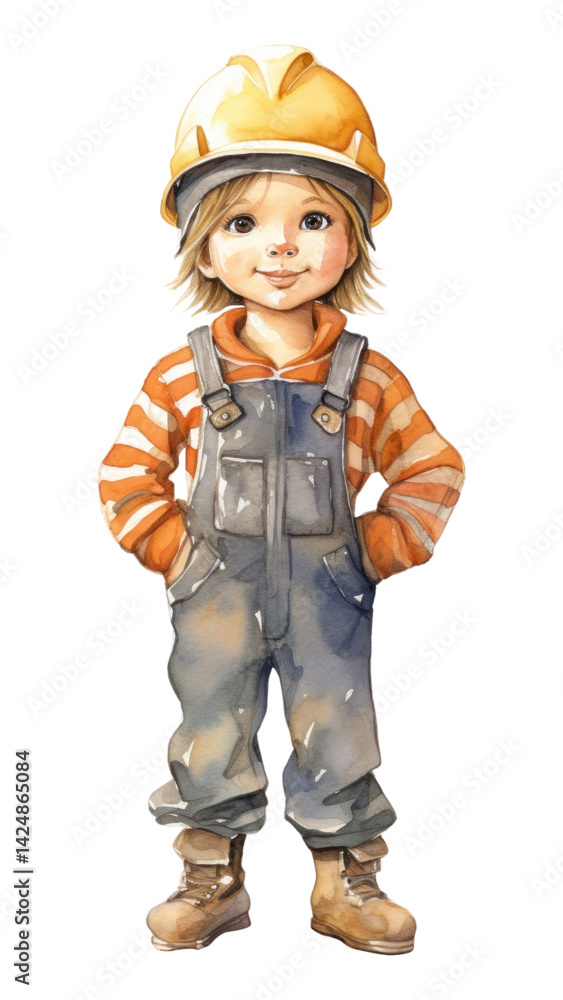 PNG kid hardhat, watercolor element, transparent background PNG kid hardhat, watercolor element, transparent background