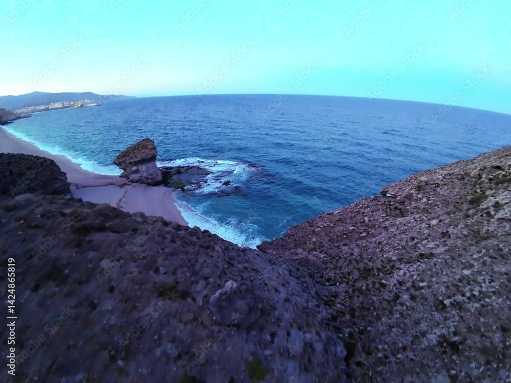 Playa de los muerto Almeria vista de dron fpv