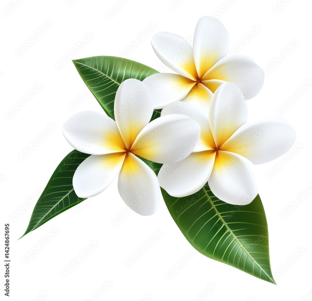 Fototapeta premium PNG Tropical plumeria flowers leaves leaf petals.