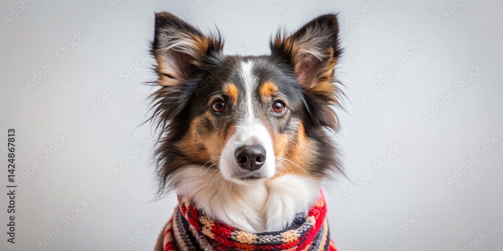Fototapeta premium Fashionable Small Collie Dog in Stylish Outfit - Pet Photography