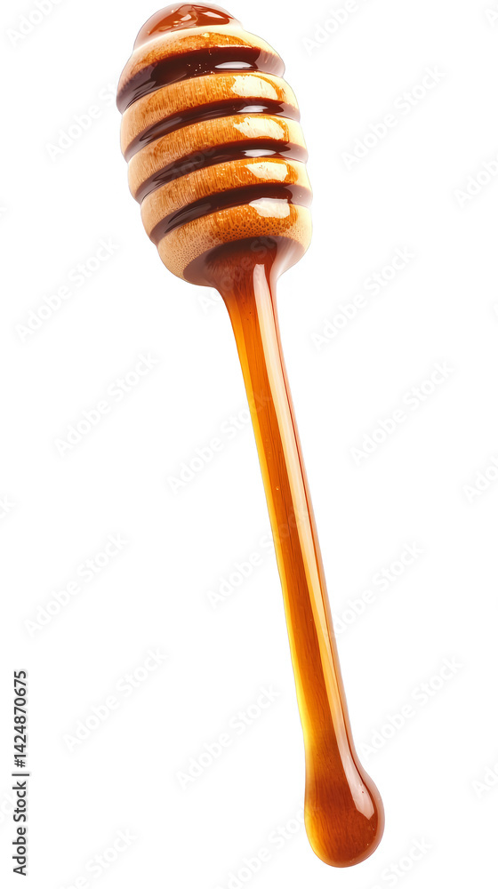 Honey Dripping From Wooden Honey Dipper Illustration On Transparent Background Honey Dripping From Wooden Honey Dipper Illustration On Transparent Background