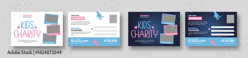 Donation charity postcard template set | Fundraiser event & Nonprofit campaign promotion | Humanitarian aid community