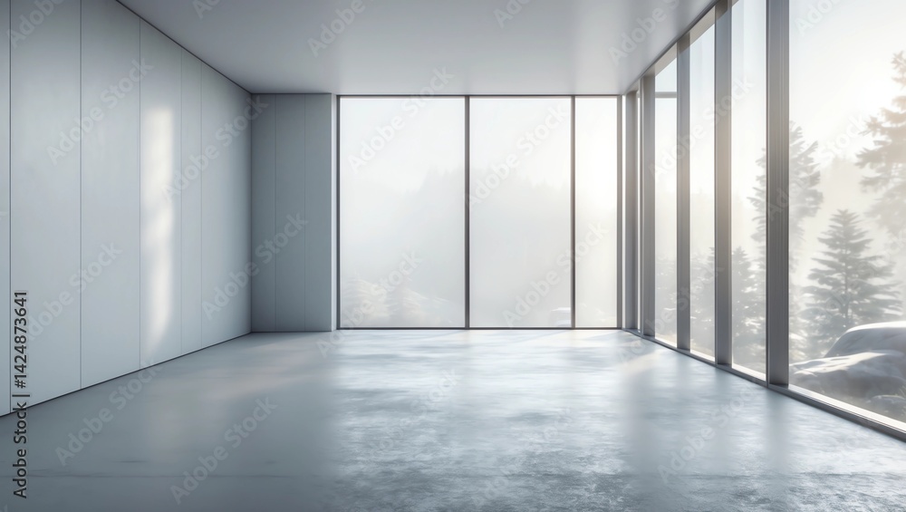 Fototapeta premium Modern interior room with blank concrete wall 