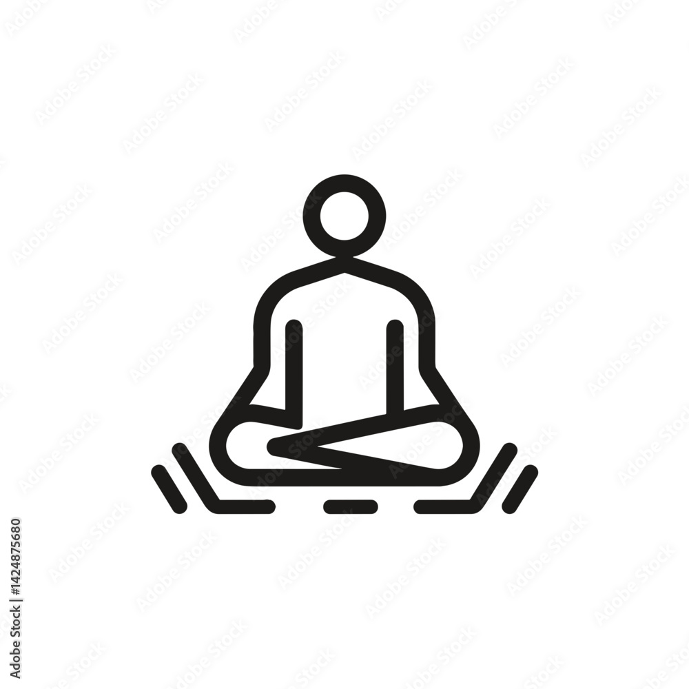 Minimalist meditation icon depicting a person in a peaceful pose Minimalist meditation icon depicting a person in a peaceful pose