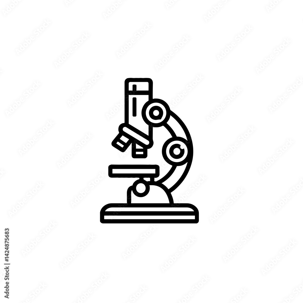 Minimalist line art microscope icon on a transparent background Minimalist line art microscope icon on a transparent background
