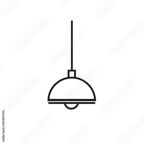 Minimalist line art hanging light icon on transparent background  
