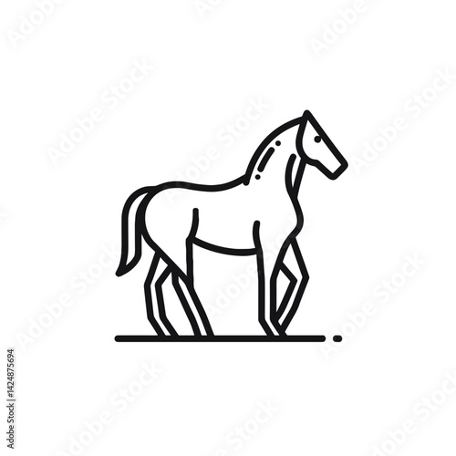 Minimalist Line Art of a Horse Walking on a Transparent Background  