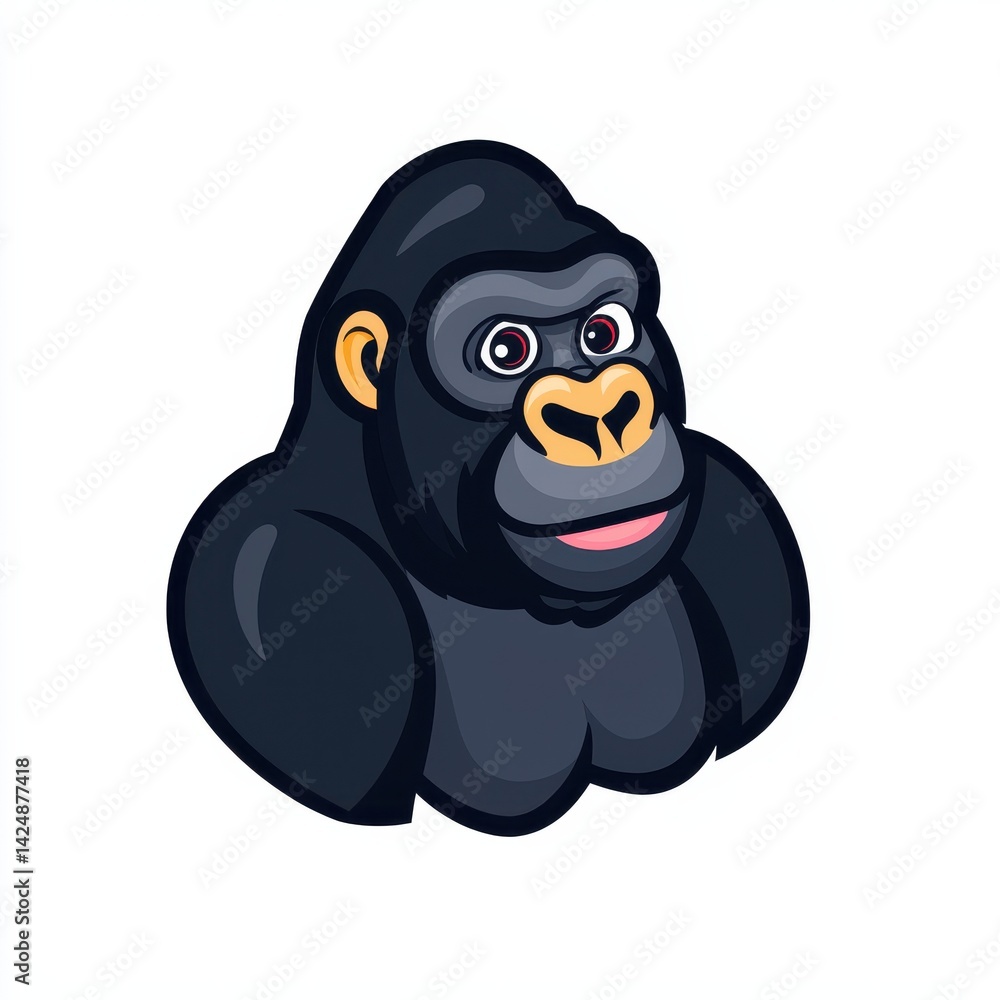 Obraz premium Cartoon illustration of a gorilla head with surprised expression