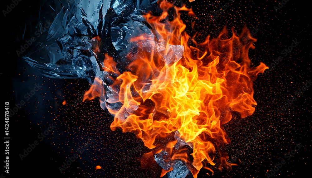 Exploding fire and ice texture background Exploding fire and ice texture background