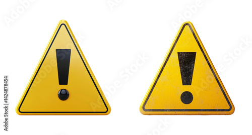 Obraz na płótnie Warning Signs with Exclamation Mark on Transparent Background w salonie
