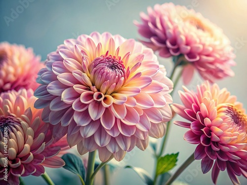 Linear Chrysanthemum Floral Design: Elegant Macro Photography Stock Photo