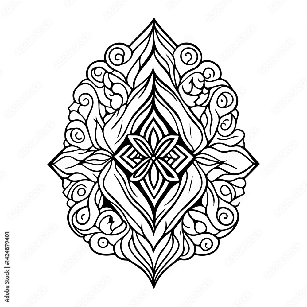 Ornate Black and White Flourish Design Element Ornate Black and White Flourish Design Element