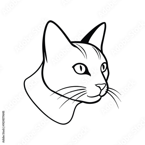 Cat Head Silhouette on White Background