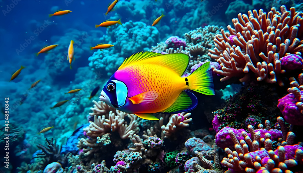 Fototapeta premium Vibrant Fish Swimming in Coral Reefs