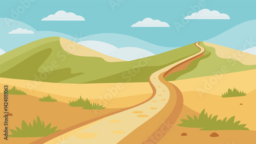 A mix of sand and dirt paths provide a challenging terrain for a crosscountry run with mini hills made from natural inclines.. Vector illustration