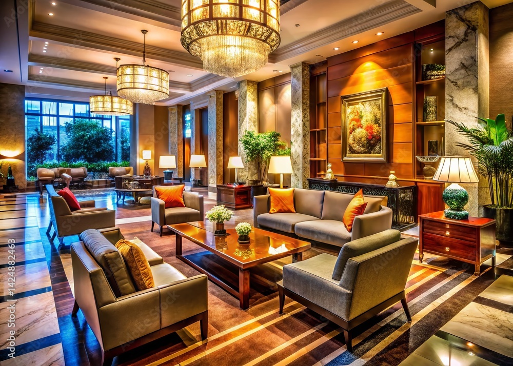 Luxurious Hotel Lobby: Elegant Design for Upscale Business Travelers Luxurious Hotel Lobby: Elegant Design for Upscale Business Travelers