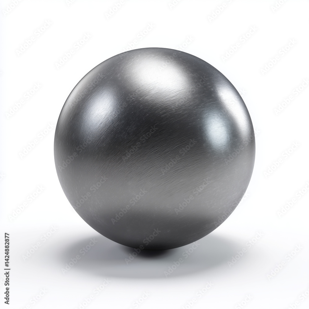 Obraz premium Realistic steel ball glistens, reflecting light with cool, smooth surface and sense of solid, unwavering presence