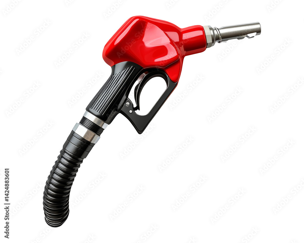 Bright Red Fuel Pump with Transparent Background for Stock Photography