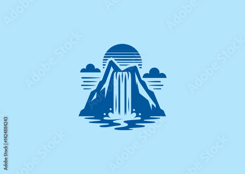 Waterfall logo with flowing and serene energy
