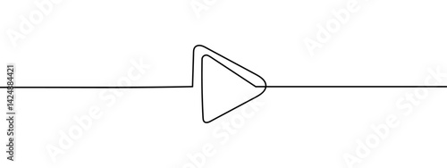 Continuous line, symbol, play button Simple lines, transparent background, editable strokes.