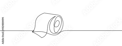 Continuous line, tissue paper roll Simple lines, transparent background, editable strokes.