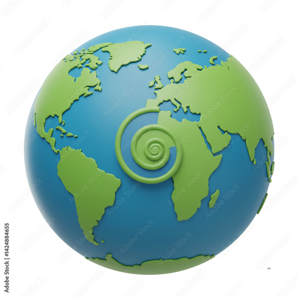 Naklejka premium 3D Earth Globe with Concentric Scan Global Investigation Planet Exploration World Study Environmental Assessment