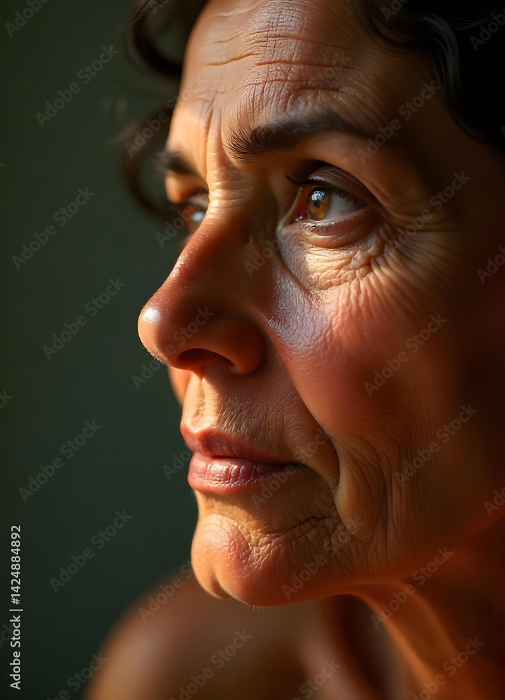 Close-up face portrait of a senior person woman human with wrinkles on their face Close-up face portrait of a senior person woman human with wrinkles on their face