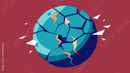 An abstract illustration of a globe with cracks and fractures spreading across its surface to represent the fracturing effects of widespread panic and.