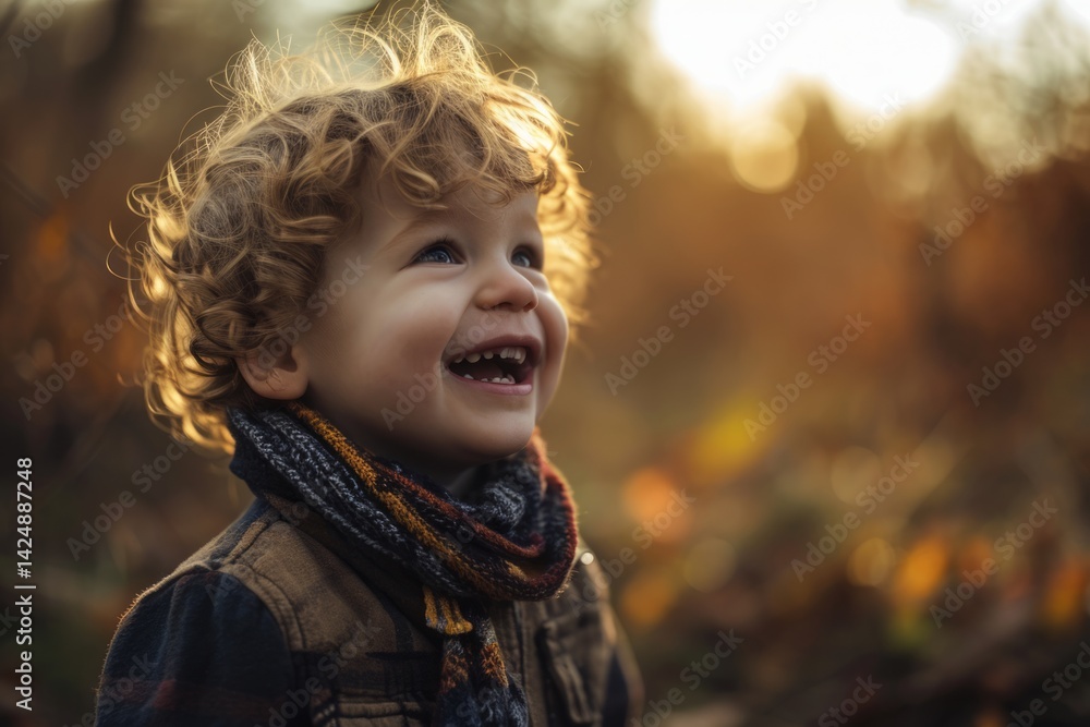 Portrait of a cute little boy in the autumn forest. The child is smiling. Portrait of a cute little boy in the autumn forest. The child is smiling.