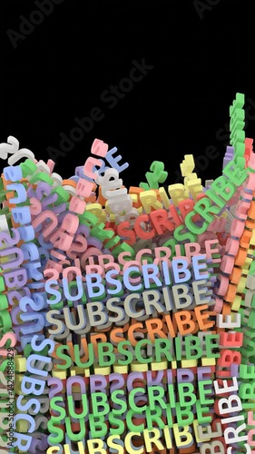 Subscribe Color Text Portrait Vertical Video Animation Curtain Transition Effect Transparent Background Alpha Channel