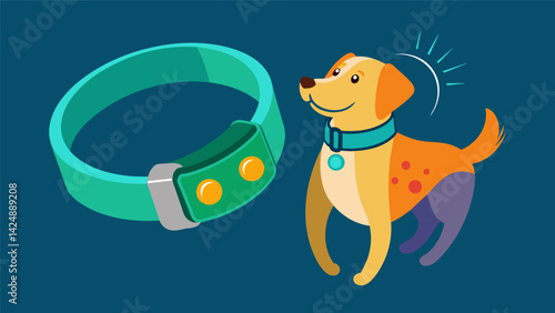 A tingedge collar attachment that uses advanced technology to track your pets activity and promote a healthy lifestyle.. Vector illustration