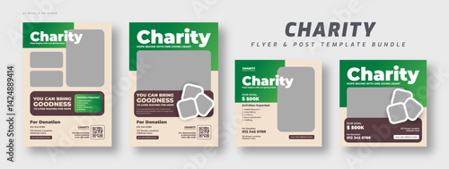 Donation charity flyer and social media post web banner set | Fundraising event poster | Nonprofit campaign promotion banner | Humanitarian aid community