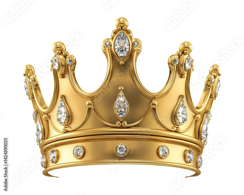 Obraz na płótnie Elegant gold crown with diamonds on a transparent background w salonie