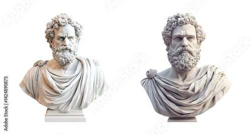 Obraz na płótnie Elegant white marble busts of philosophers with detailed facial expressions w salonie