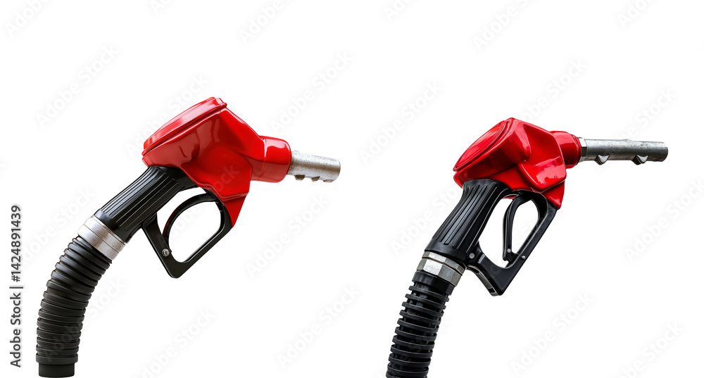 Red Fuel Pump Nozzle on Transparent Background for Commercial Use