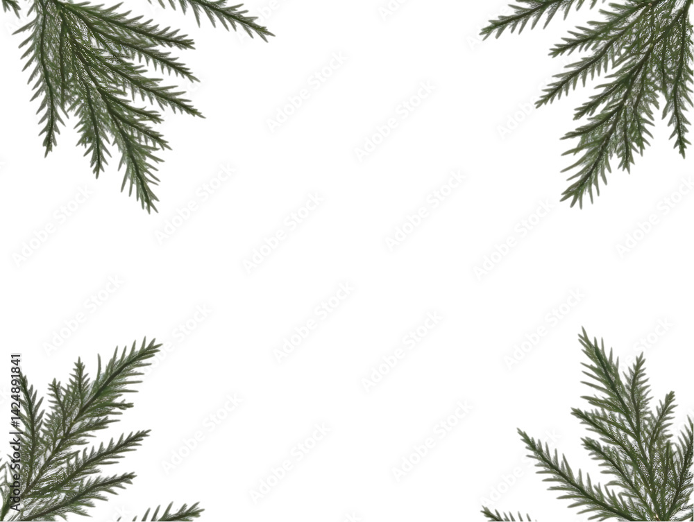 Illustration of Green Pine Branches in Corners on Black Background Illustration of Green Pine Branches in Corners on Black Background