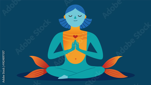 A supported fish pose opening the chest and throat and promoting deep relaxation and rejuvenation.. Vector illustration