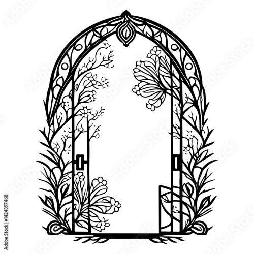 Decorative Floral Archway Ornament Silhouette Art
