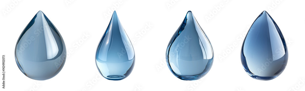 Realistic Transparent Water Droplets on Isolated Background