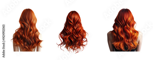 Obraz na płótnie Beautiful Orange Hair with Waves on Transparent Background for Design w salonie