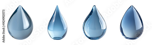 Obraz na płótnie Realistic Transparent Water Droplets on Isolated Background w salonie