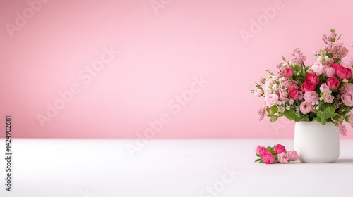 Delicate pink flowers in a vase