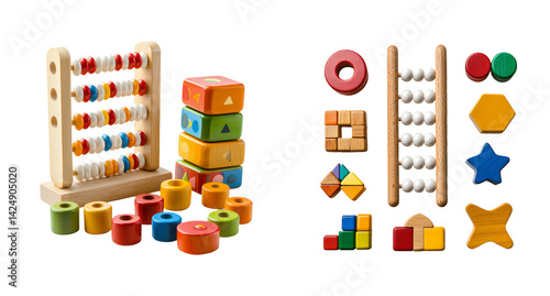 Obraz na płótnie Colorful Wooden Educational Toys for Learning and Development w salonie