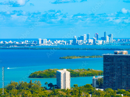 Obraz na płótnie Miami beauty aerial landscape print photography scene 2025 w salonie