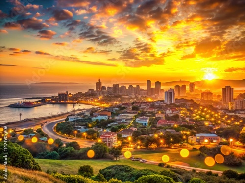 Port Elizabeth, South Africa: Bokeh Cityscape at Sunset