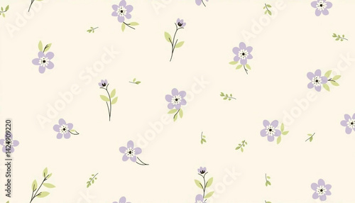 Vintage Floral Wallpaper Pattern – Elegant Botanical Design with Delicate Flowers and Vines – Classic Decorative Background