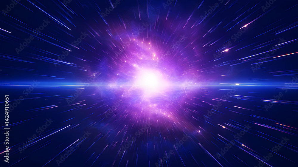 Obraz premium Abstract cosmic explosion effect with stars shining in vibrant purple hues