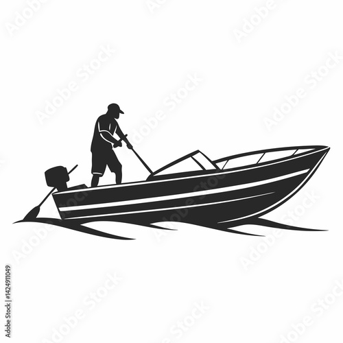 silhouette of a man in a boat