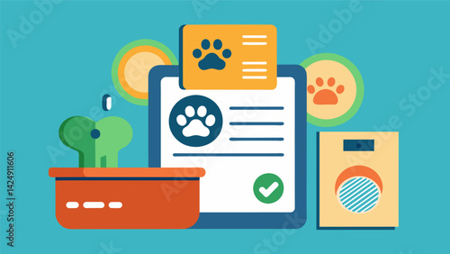Stop worrying about misp or outdated medical records let the pet biometric scanner take care of securely storing and retrieving your pets records.. Vector illustration