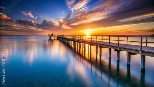 Wallpaper Mural Serene Sunset at the Ocean Pier: Coastal Calm and Tranquility Torontodigital.ca